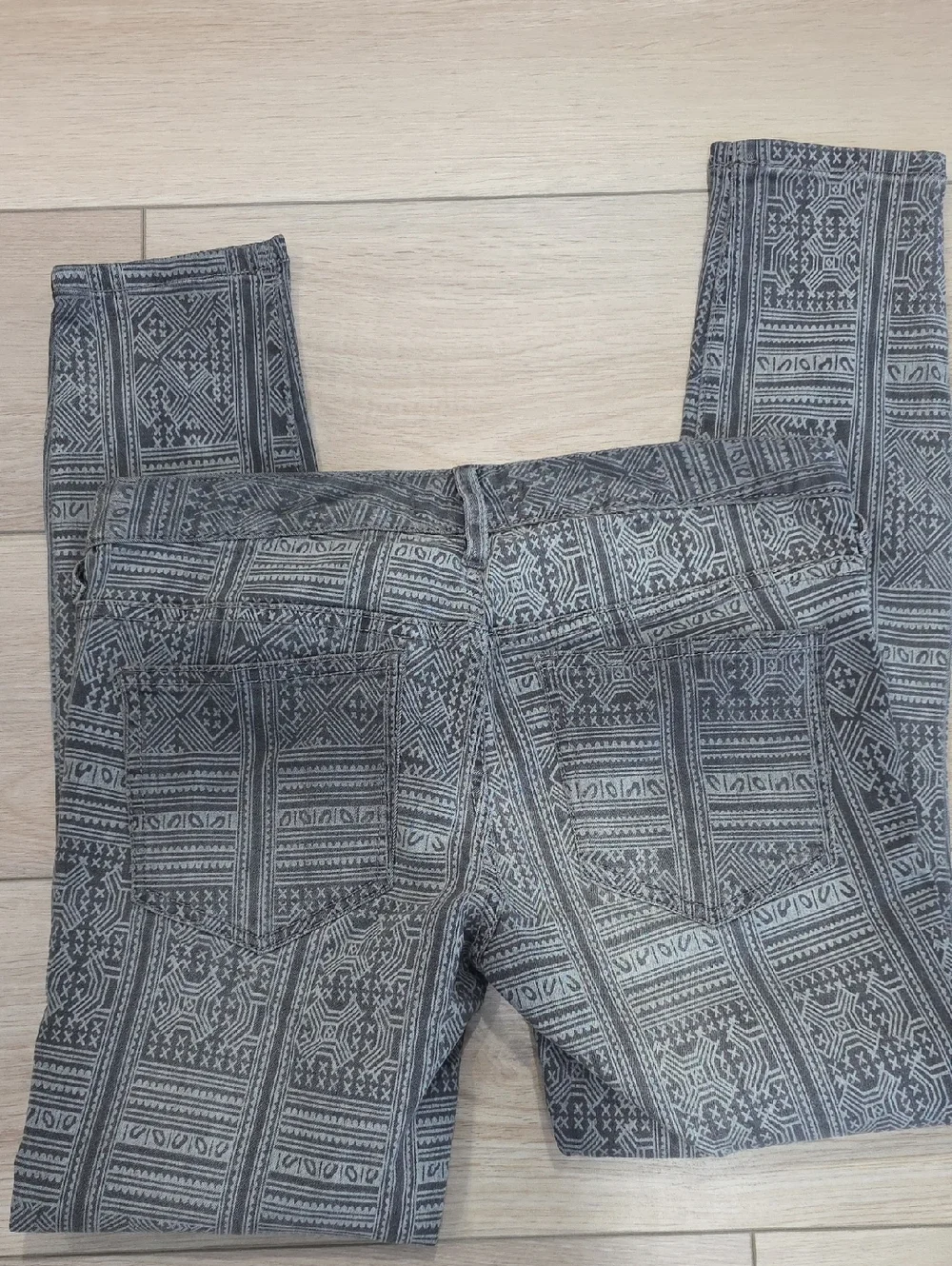 Free People Gray Patterned Slim Leg Pants